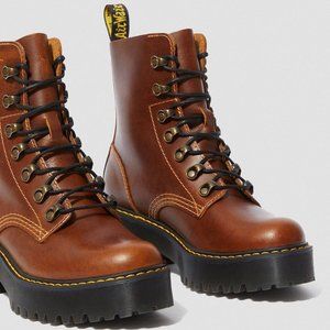 Dr. Martens Leona Orleans Leather Heeled Boots - Butterscotch 7